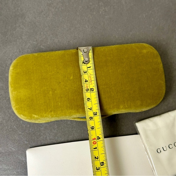Gucci Velvet Chartreuse Light Blue Medium Sunglass Glasses Case NEW - Picture 4 of 5